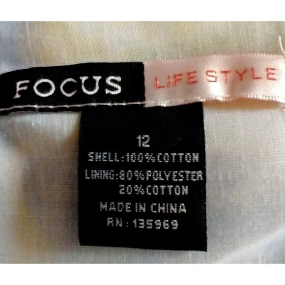 Focus Lifestyle Midi Skirt Blue Yellow Floral Lined Cotton - Size 12 NWT - Picture 7 of 8